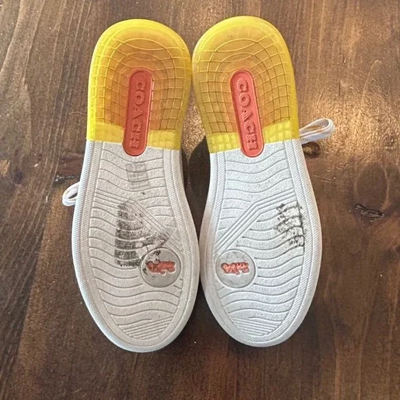 Coach Citysole Court Low Top Leather Suede Sneakers White Yellow Black Shoes 6.5 - Picture 6 of 10